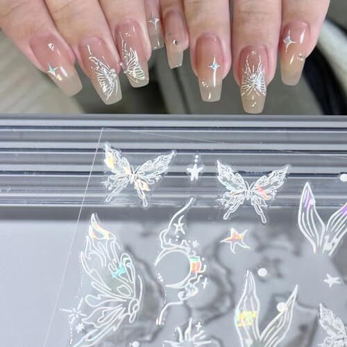 8pcs Gold Flower Leaf Nail Art Stickers 3D Self-Adhesive Metallic Nail Style5