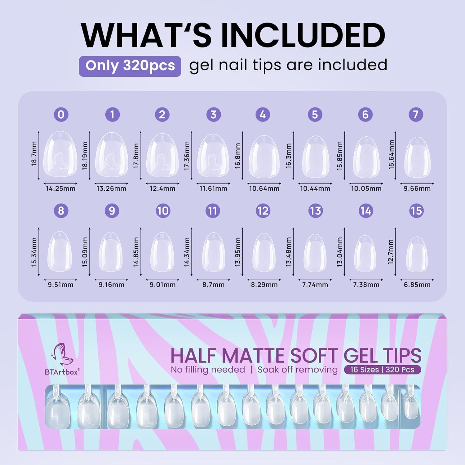 Half Matte Clear Soft Gel Nail Tips, Extra Short Almond, 320 Pcs |