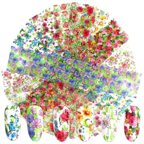 Flower Nail Foil, Flowers Nails Design Stickers Decals Holographic Style 9