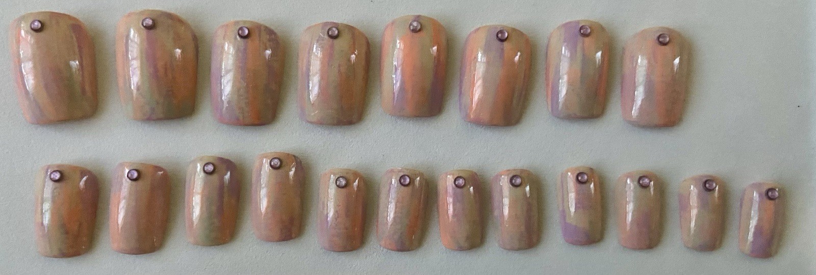 5 Sets Of Hand Painted Press On Nails – Spring Themed