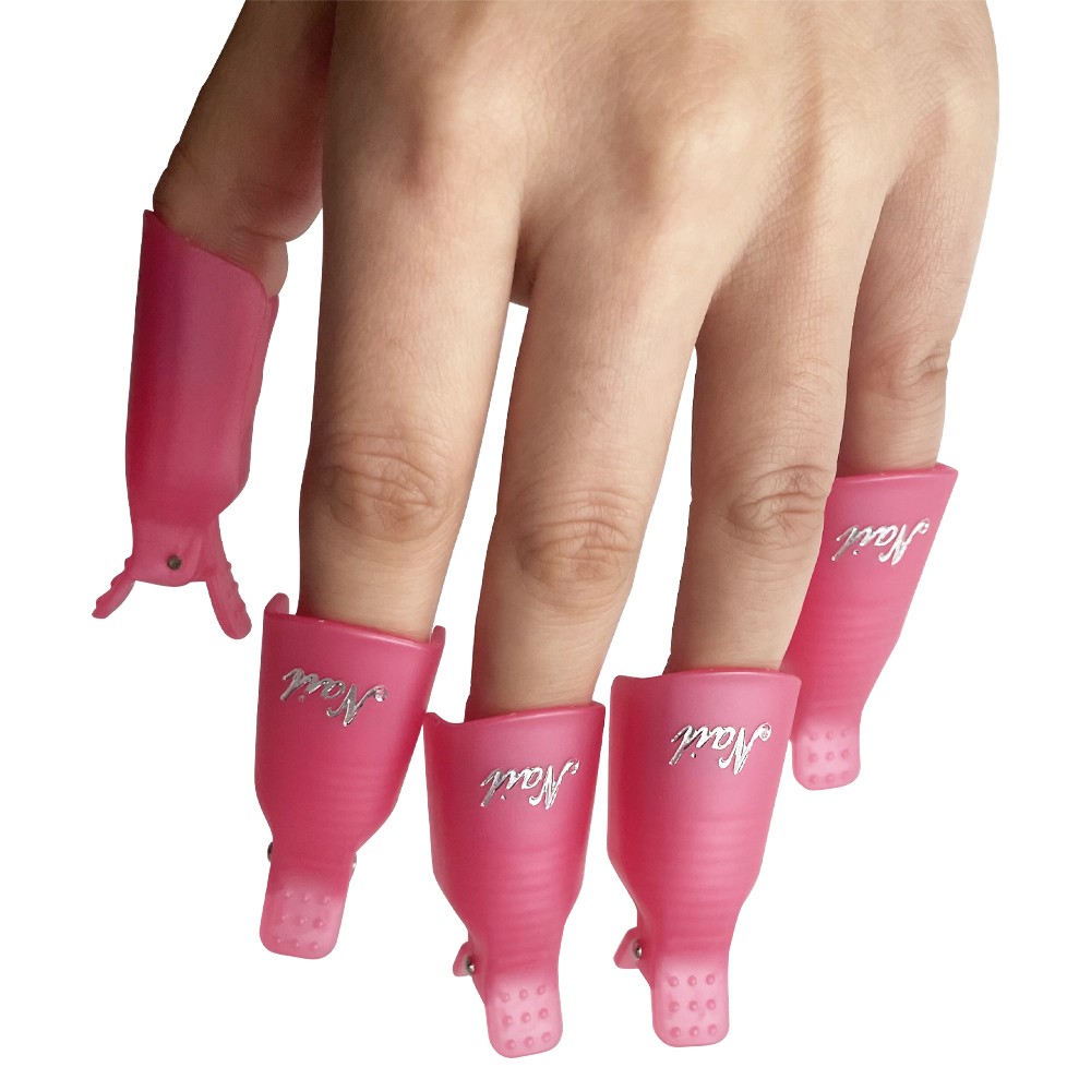 10pcs Pink Plastic Nail Art Soak Off Clip Cap Tenderly Remove ExternalDecoration