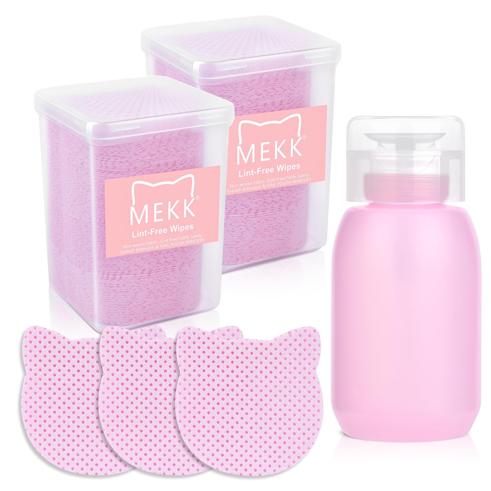 MEKK Lint Free Nail Wipes with Acetone 400PCS, With Dispenser