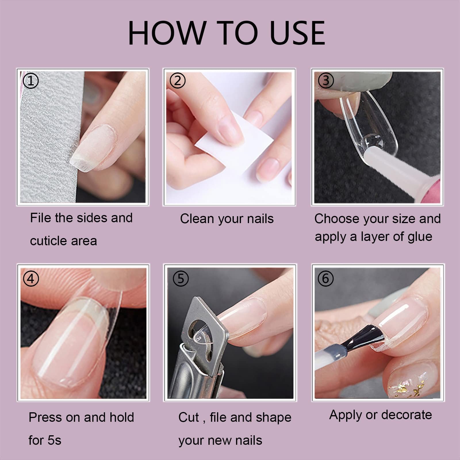 550 Pcs Medium Square Nail Tips Full Cover Clear Fake Nails for Nail Extensio…