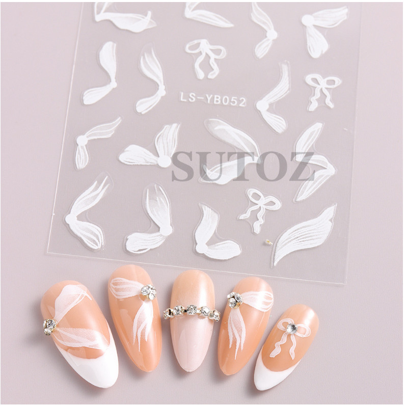 1pc White French Line Fairy Tail Nail Art Sticker Decoration DIY Manicure NH22