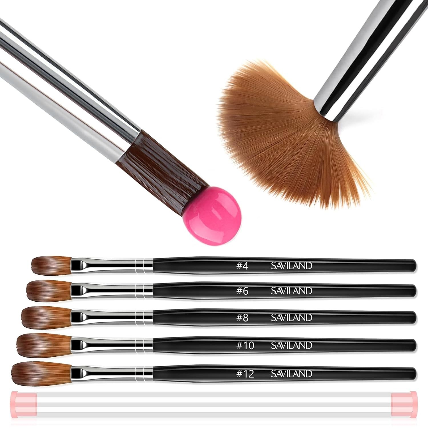 Professional 5 Sizes Acrylic Brush Set: Kolinsky Hair for Smooth Application