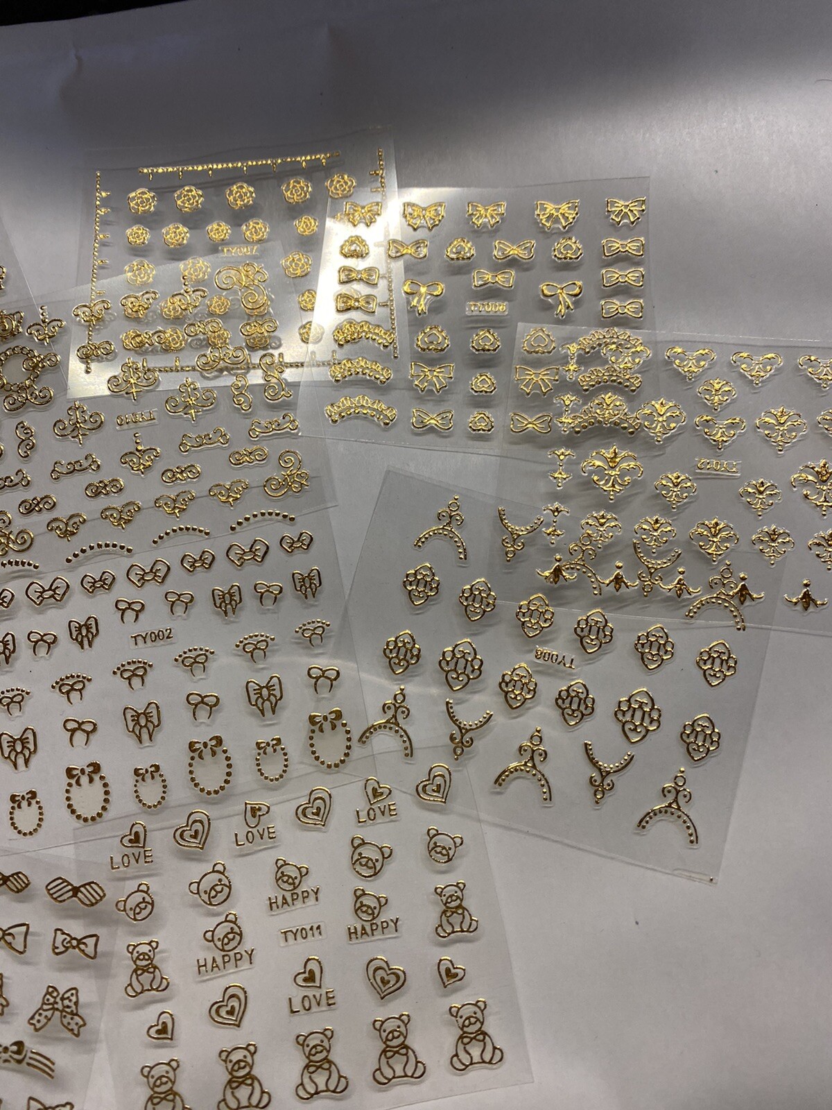 Pack Of 12 Gold Royal Cute Mixed Nail Art Sheets For Adults Nail Stickers Uk