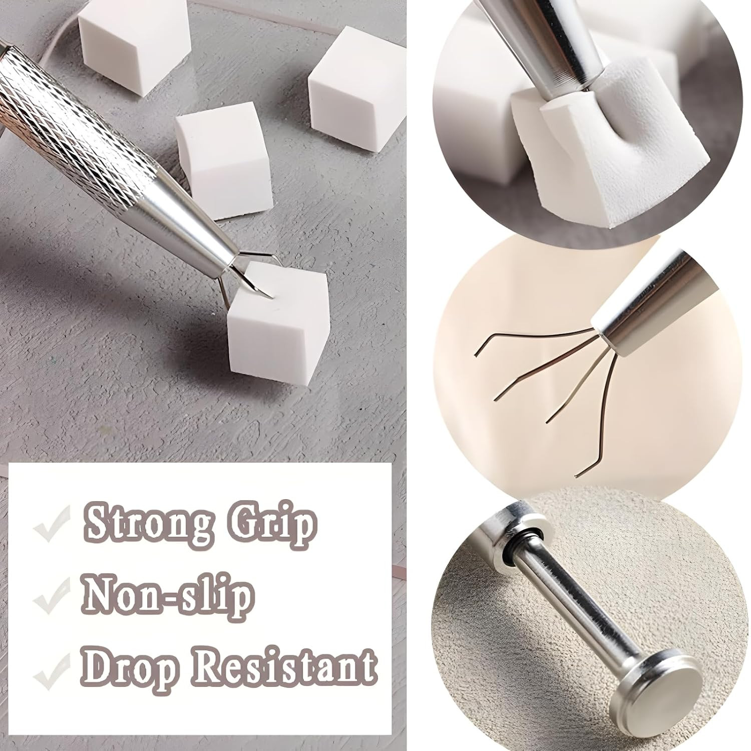 50Pcs Nail Art Soft Sponge With Versatile Portable Grabbing Pen