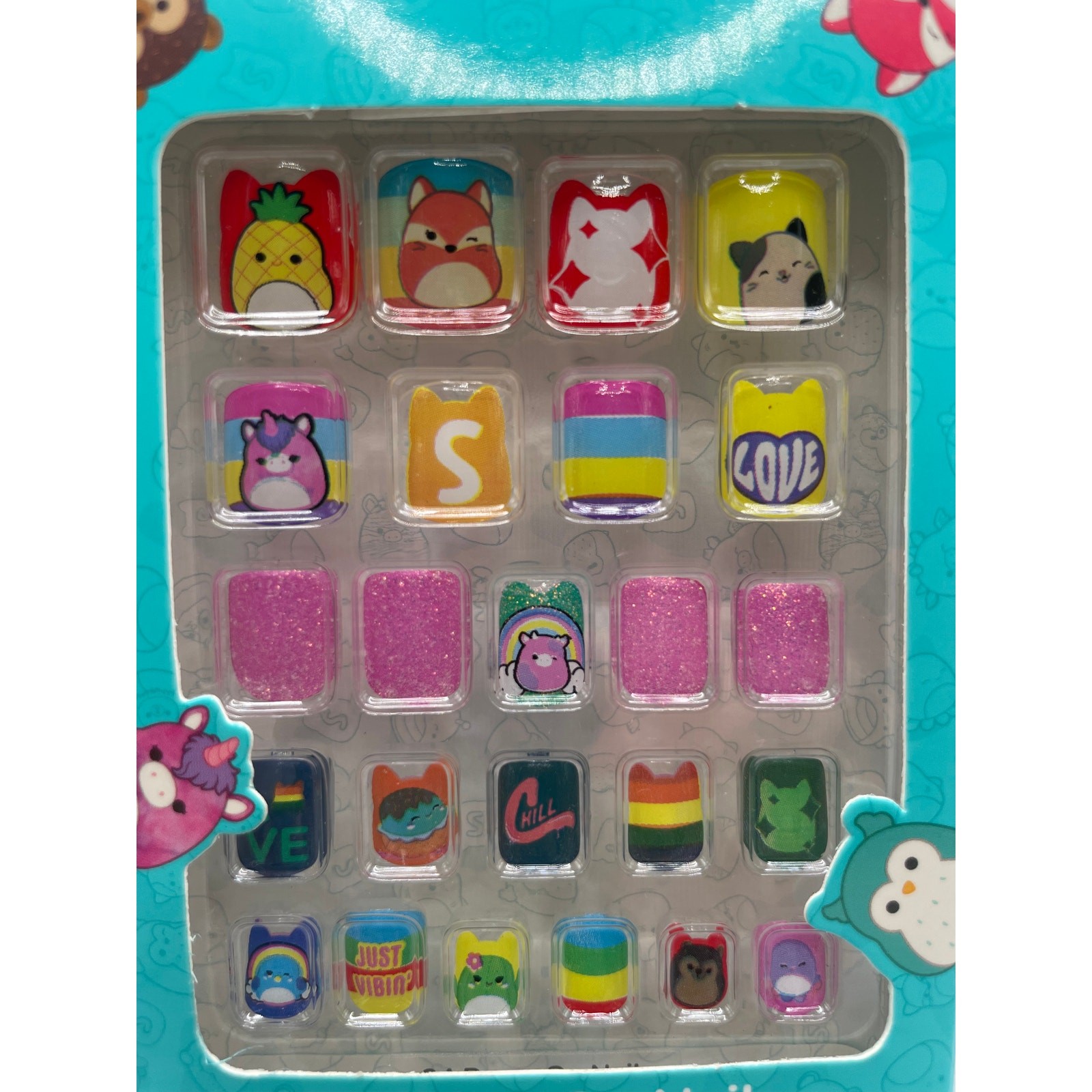 Squishmallows Children’s Kids Small Press On Nails Multiple Colors 24 Pieces