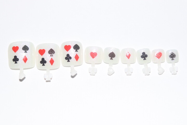 Playing Cards- press on Toe nail set- (Set of 18 sizes 0-8) Toe Nails
