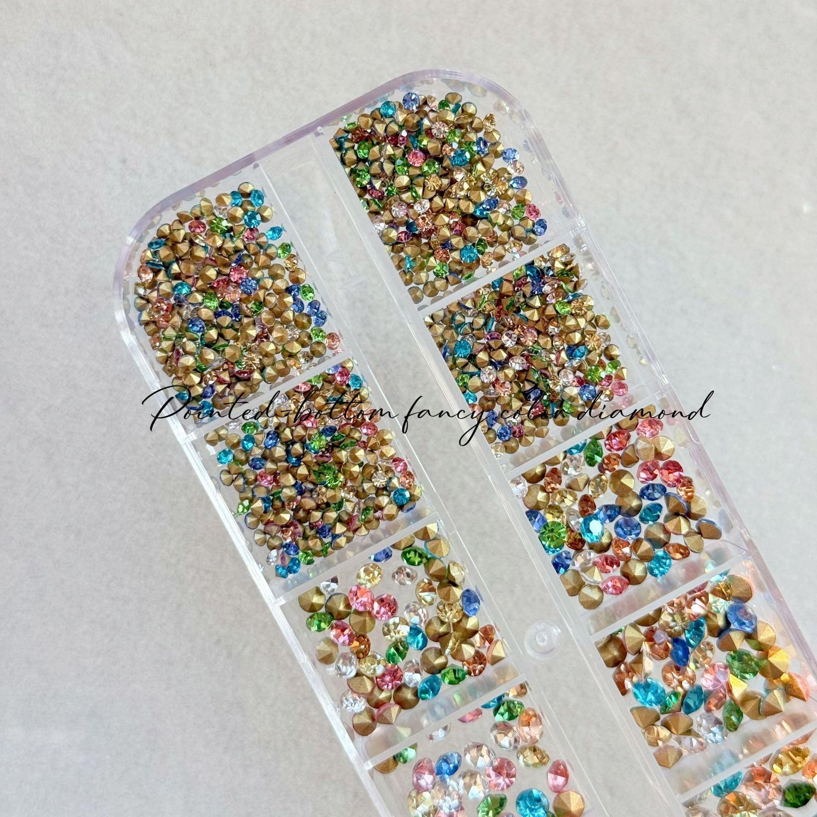 2-6MM Pointed-Back Nail Rhinestones, Candy Color Mini Crystals Stacking Nail Art