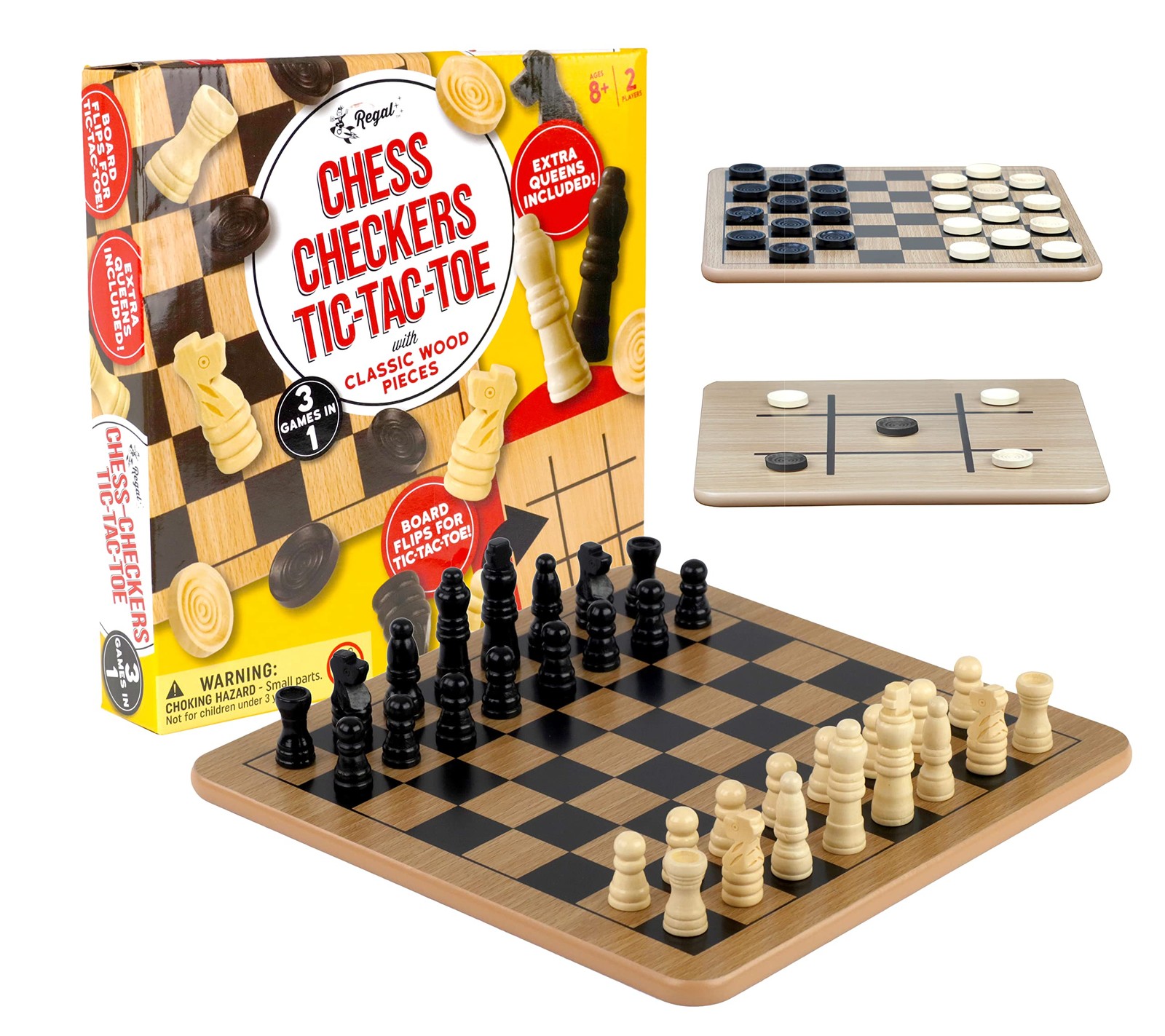 Regal Games – Reversible Wooden Board 10.5″ x 10.5″, 10.5 Inch –