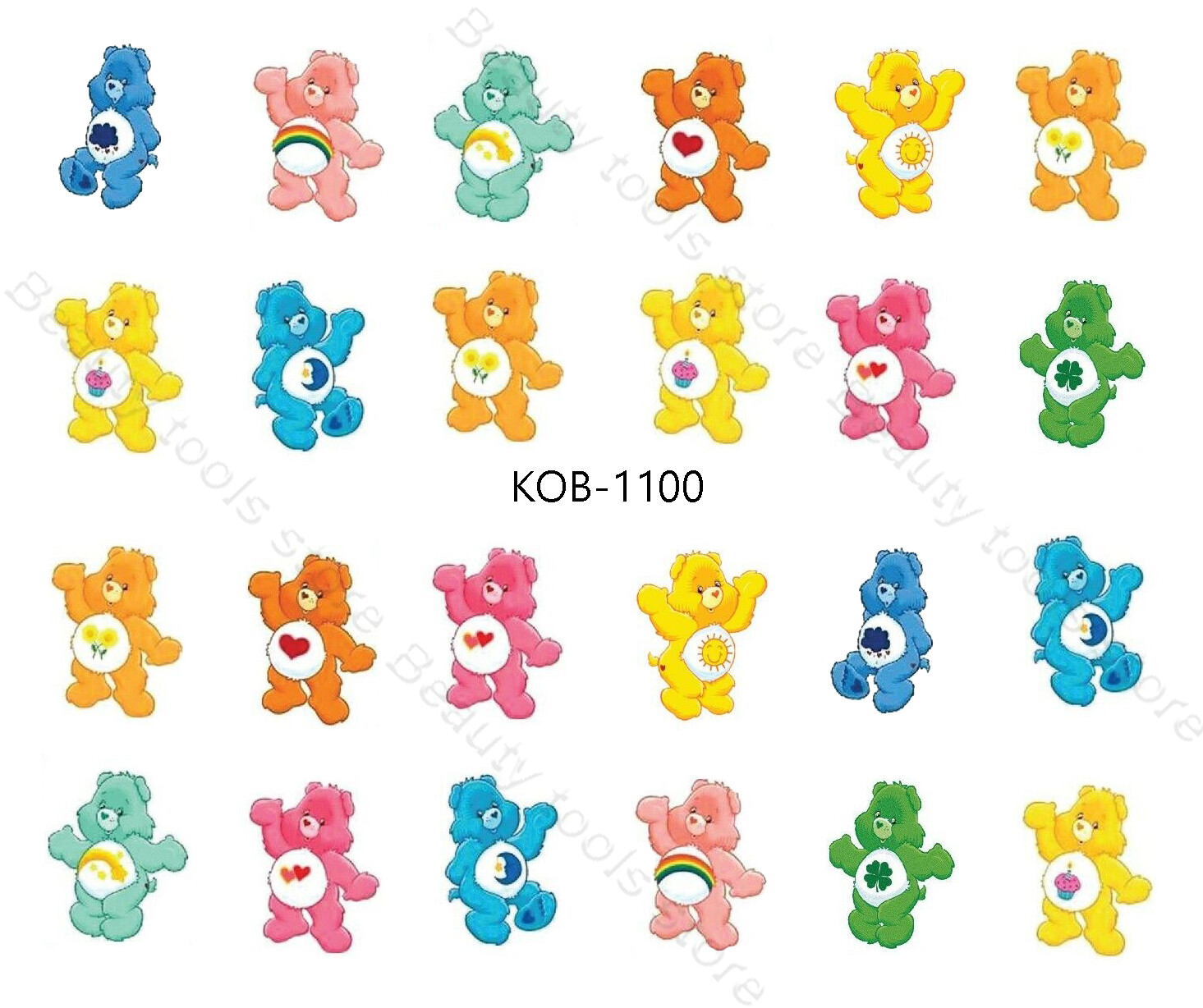 Nail Art Water Transfer Stickers Decal Care Bear Waterslide KoB-1100
