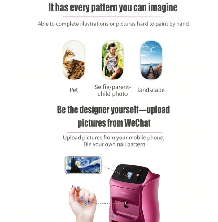 3D Touch Screen Nail Printer APP DIY Auto Nail Art Printing Machine w/ Gel Dryer