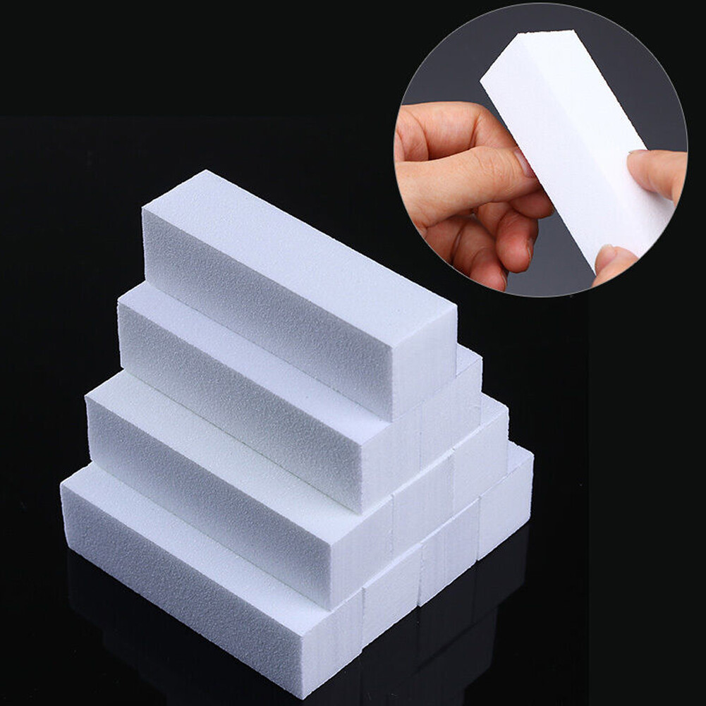 10Pcs White Nail Art Buffers Grinding Tools Polish Blocking File Manicure Kits