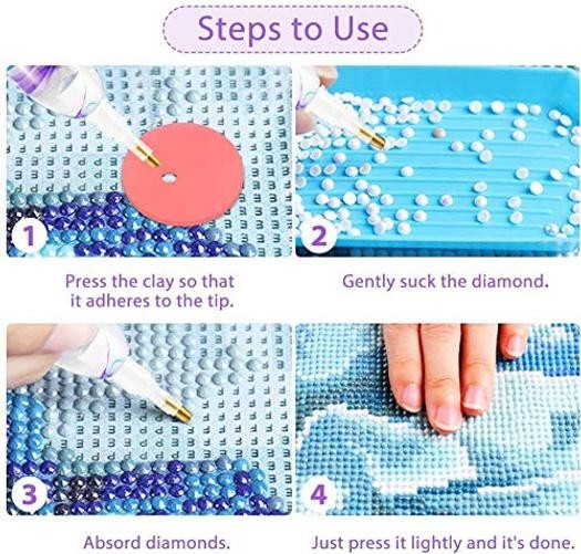 Diamond Painting Pen, Handmade Resin Diamond Painting Pens with Glue Clay Pink
