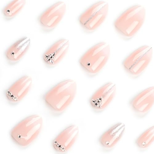 Short Almond Nails – Light Pink&White Gradient Light Pink & White Gradient
