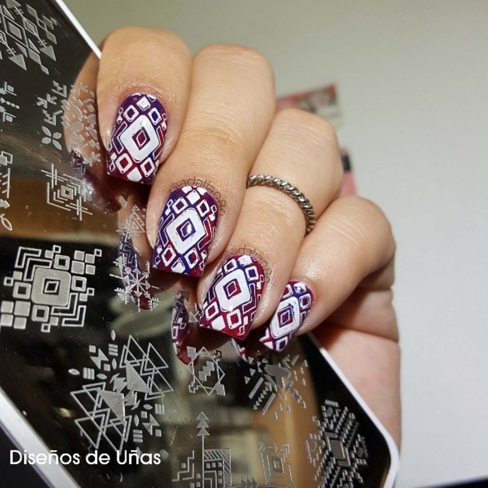 Geometry Rhombus Image Rectangle Nail Art Template BP-L075