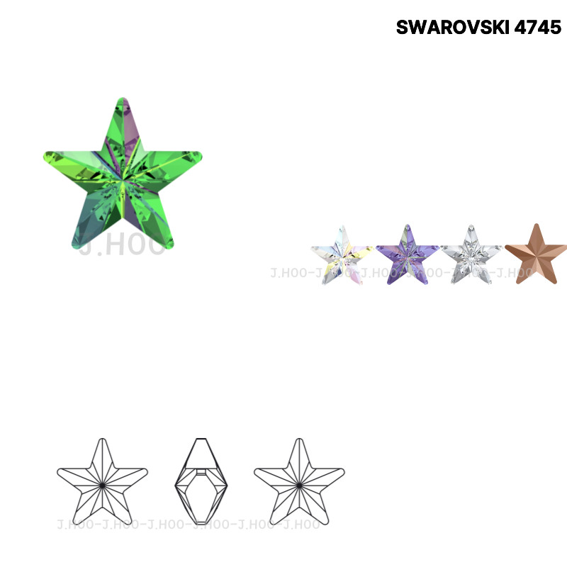 Swarovski 4745 Rivoil Star Fancy Stone 10mm (4pcs)
