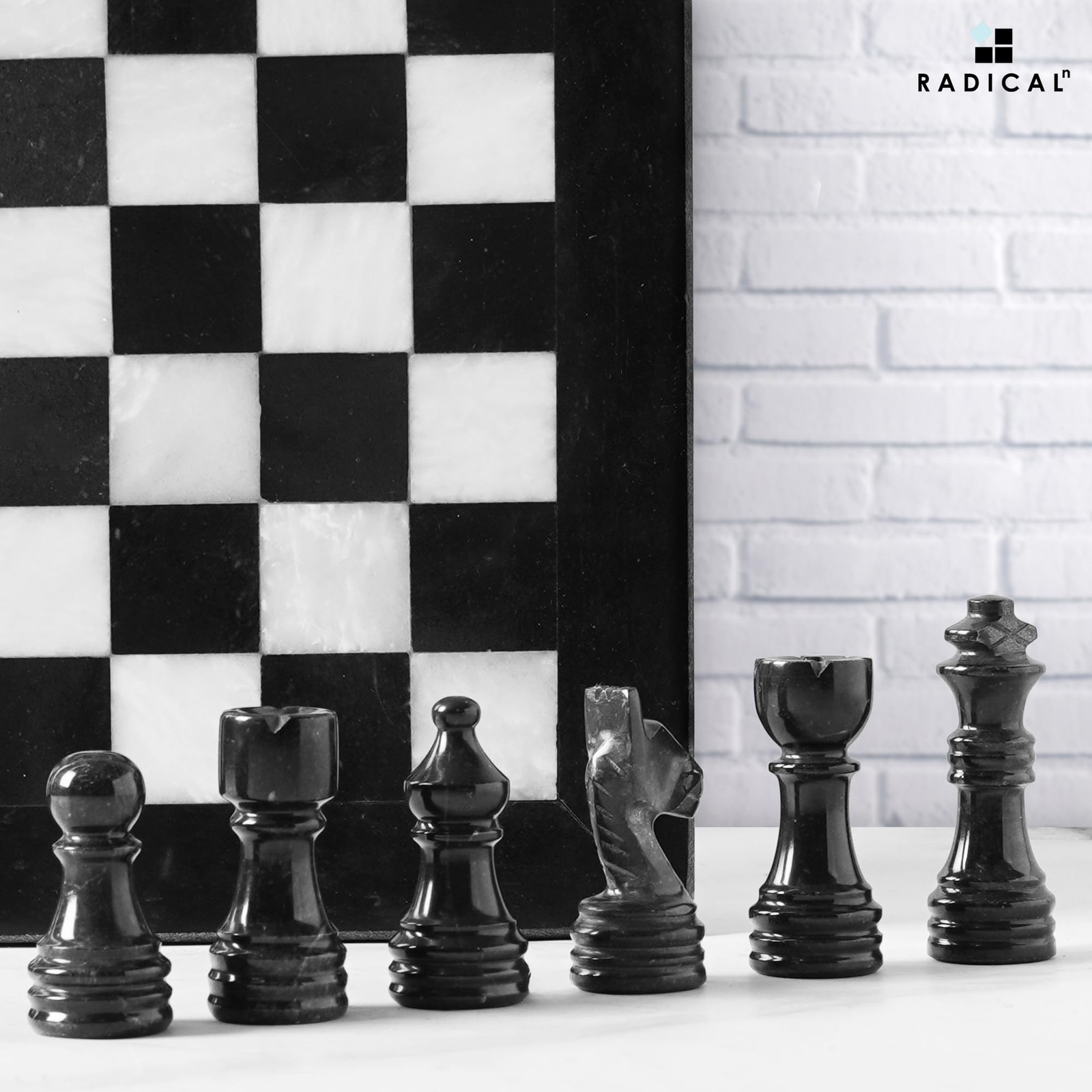 Radicaln Marble Chess Set 12 Inches Black and 12 inches, White