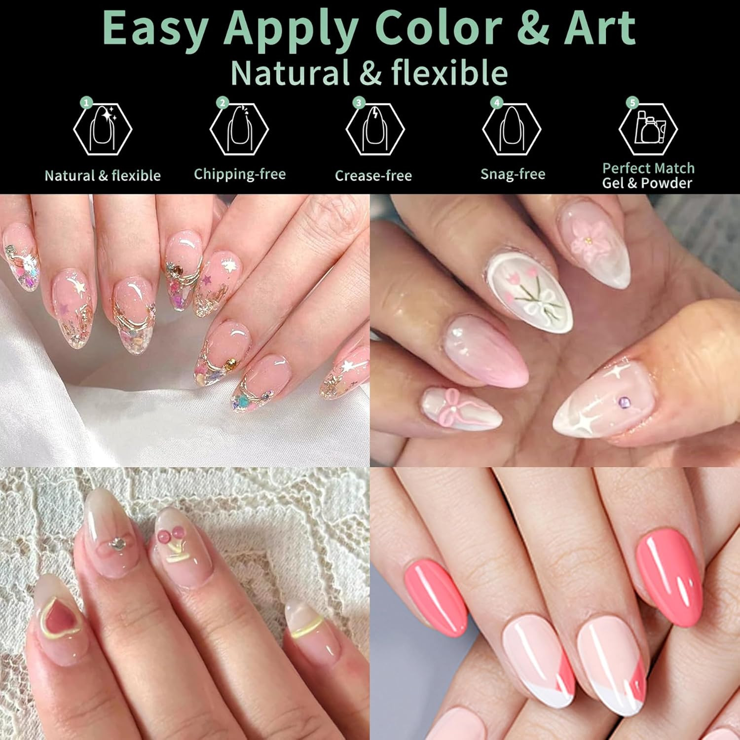 Short Almond Nail Tips, 216pcs Acrylic Fake Nails Soft Gel X Nail Tips, Full Cov