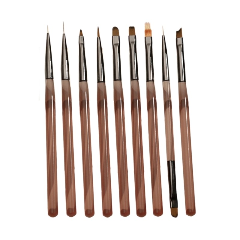 Professional Salon Nail Brush Collection 9Pcs Functional Beauty Tool for Artists