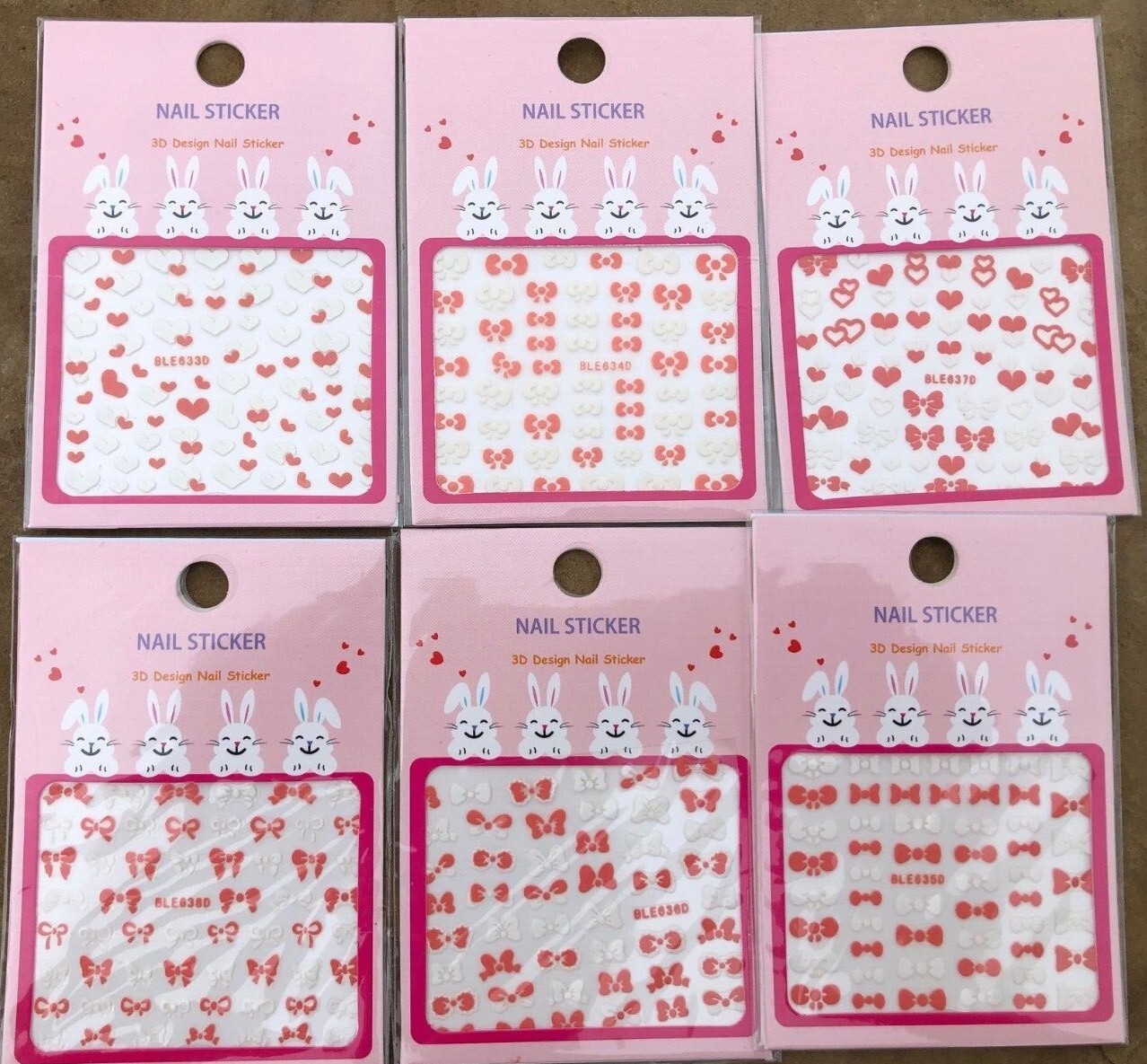3D Nail Art Sticker Decal Butterfly Bowl Heart Acrylic Engraved Slider DIY NS49