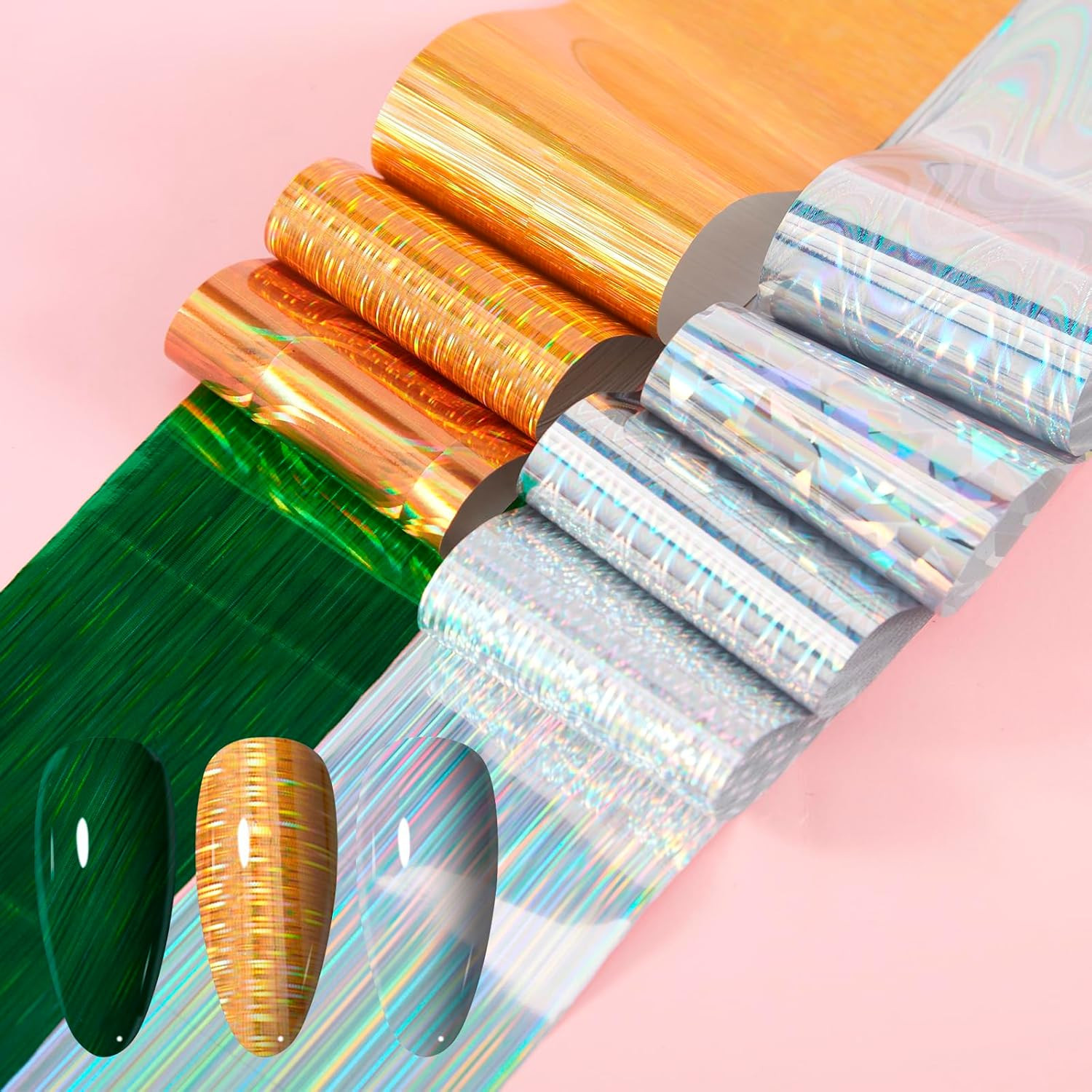 300 Sheets Nail Foils Transfer Nail Art Stickers Solid Flower Holographic Laser