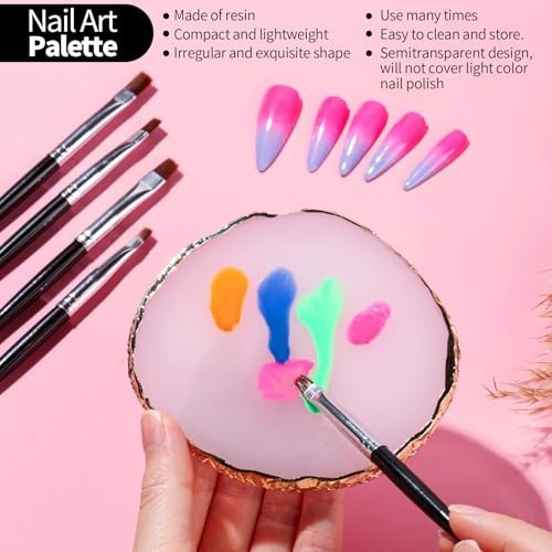 Nail Art Brushes Set 11 Pcs with Stand Dotting Tool Palette for Acrylic