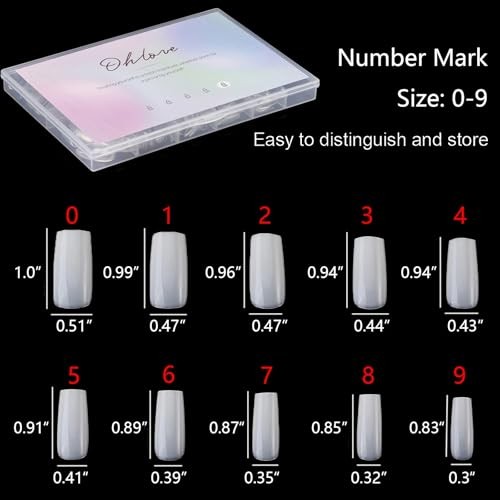 500Pcs Medium Square Nail Tips Full Cover Acrylic False Nails B-square-natural