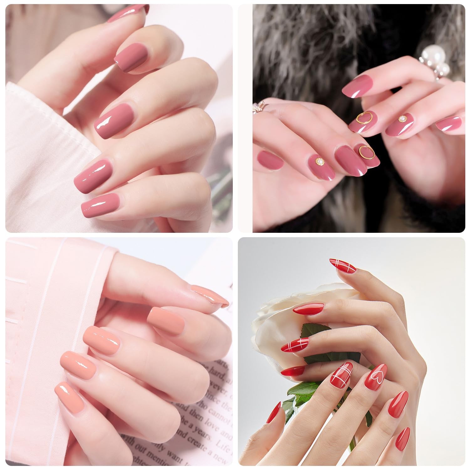 20 Sheets Red Pink Nail Wraps Full Stickers Nail Polish Strips Party Decor