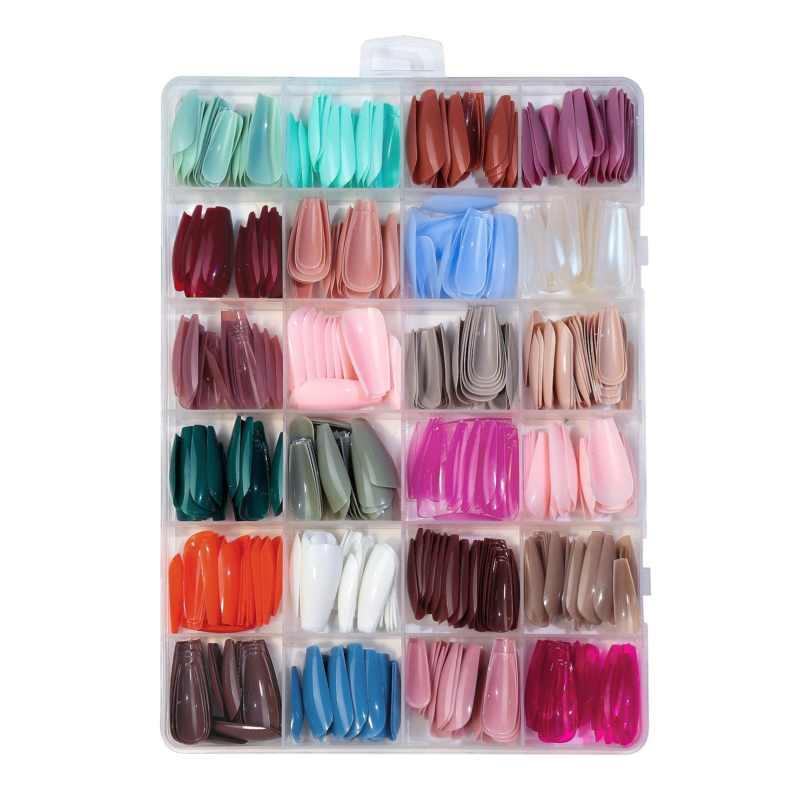576PCS Coffin Press on Nails Medium Length 576 Piece Assortment, Transparent