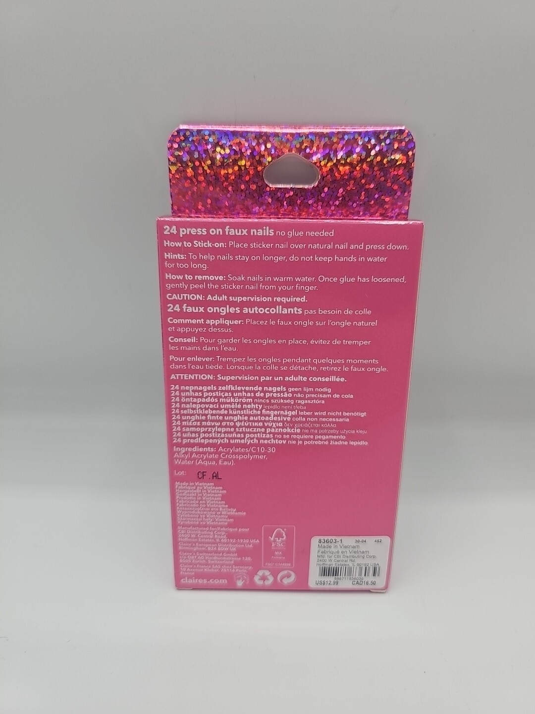 Claire’s Press on Nails 24 Faux Nails for Child New