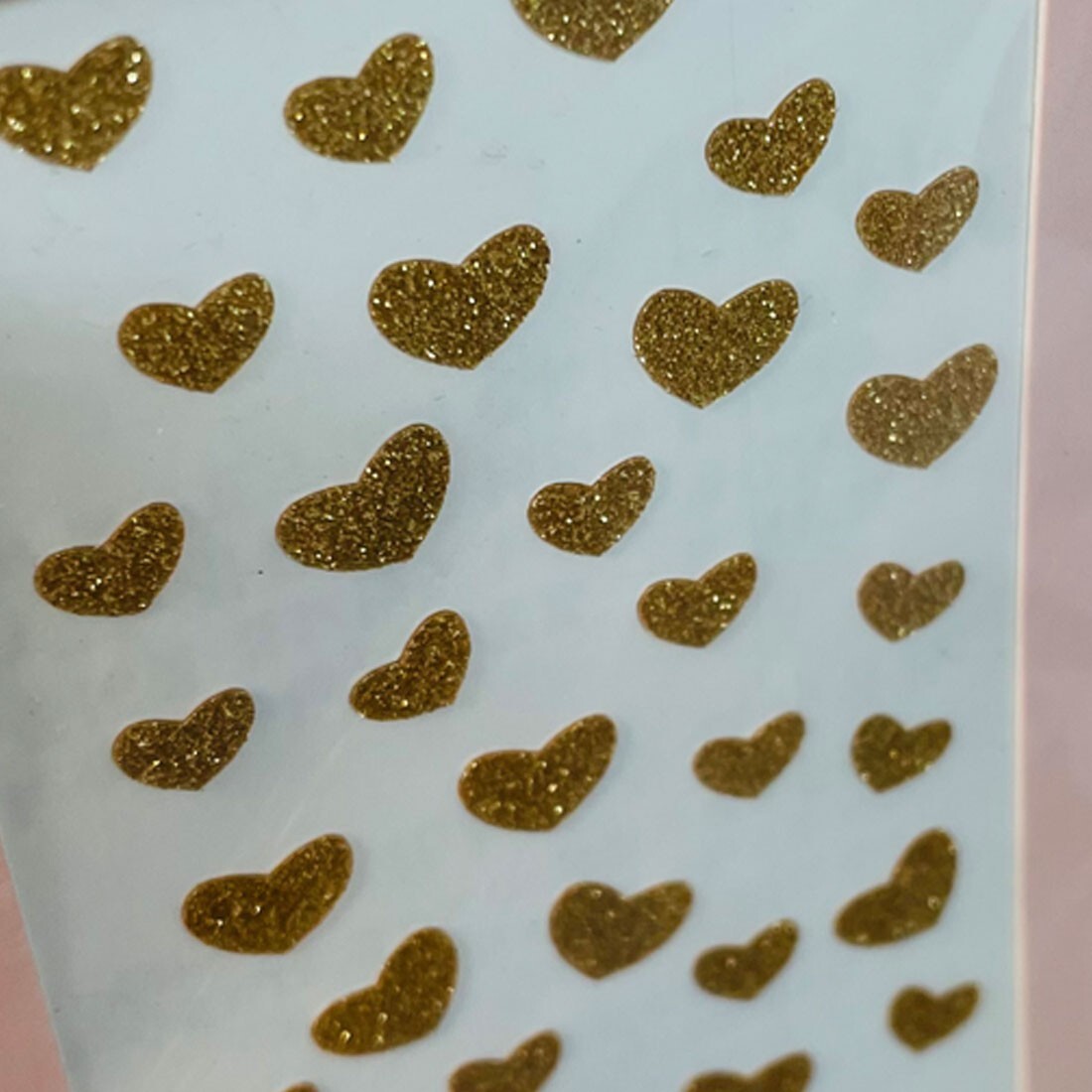 Sparkle 3D Nail Decorations Gold Hearts DIY Raised Stickers Made in Korea Art