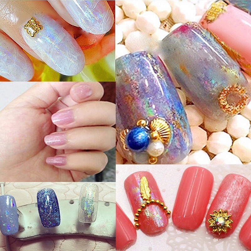 Transfer Foil Holographic Nails Wraps Transparent Stickers Shiny Nail 4pc x 20cm