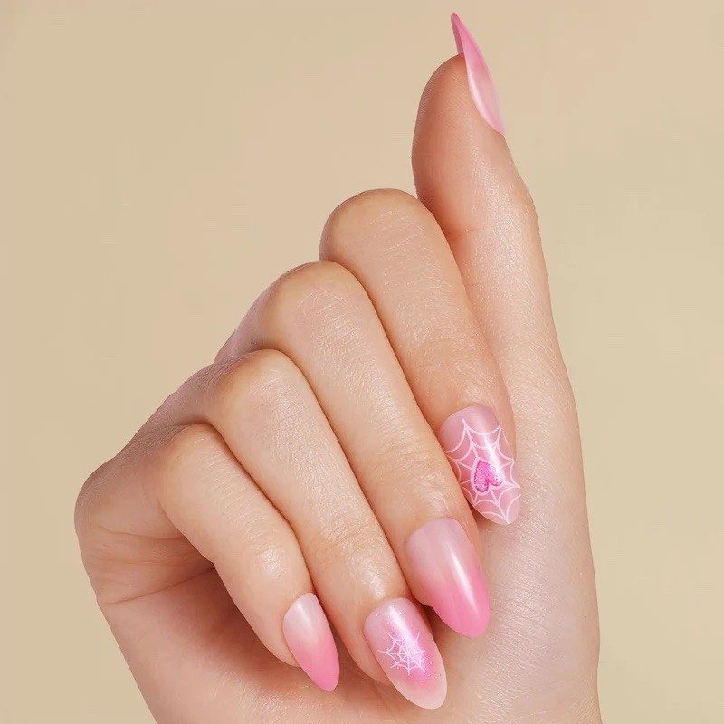 New Kleo Kolor 30 Press-On Gel Nails~Blush Widow Pink Medium Almond