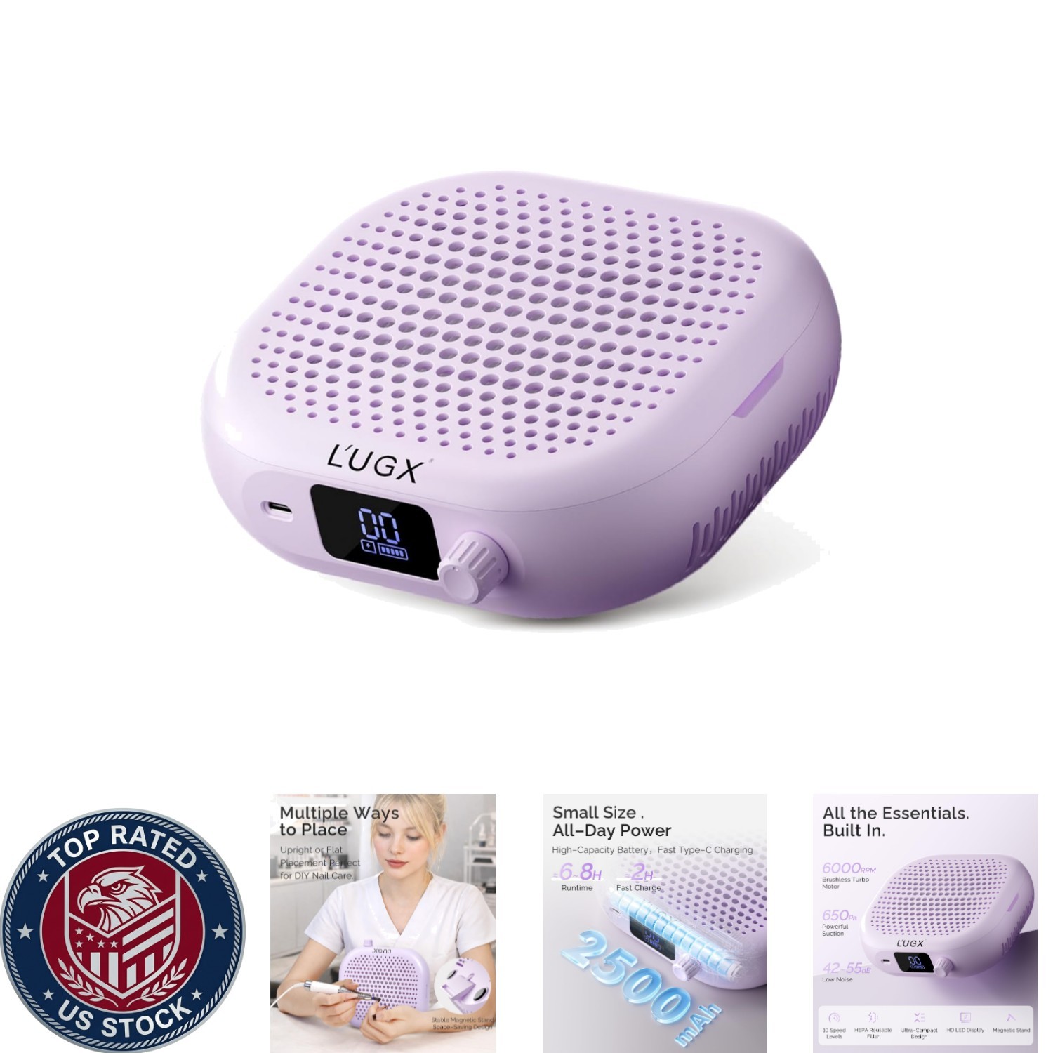 Sleek Nail Dust Collector with Low Noise & Magnetic Cover – Salon & Home Use