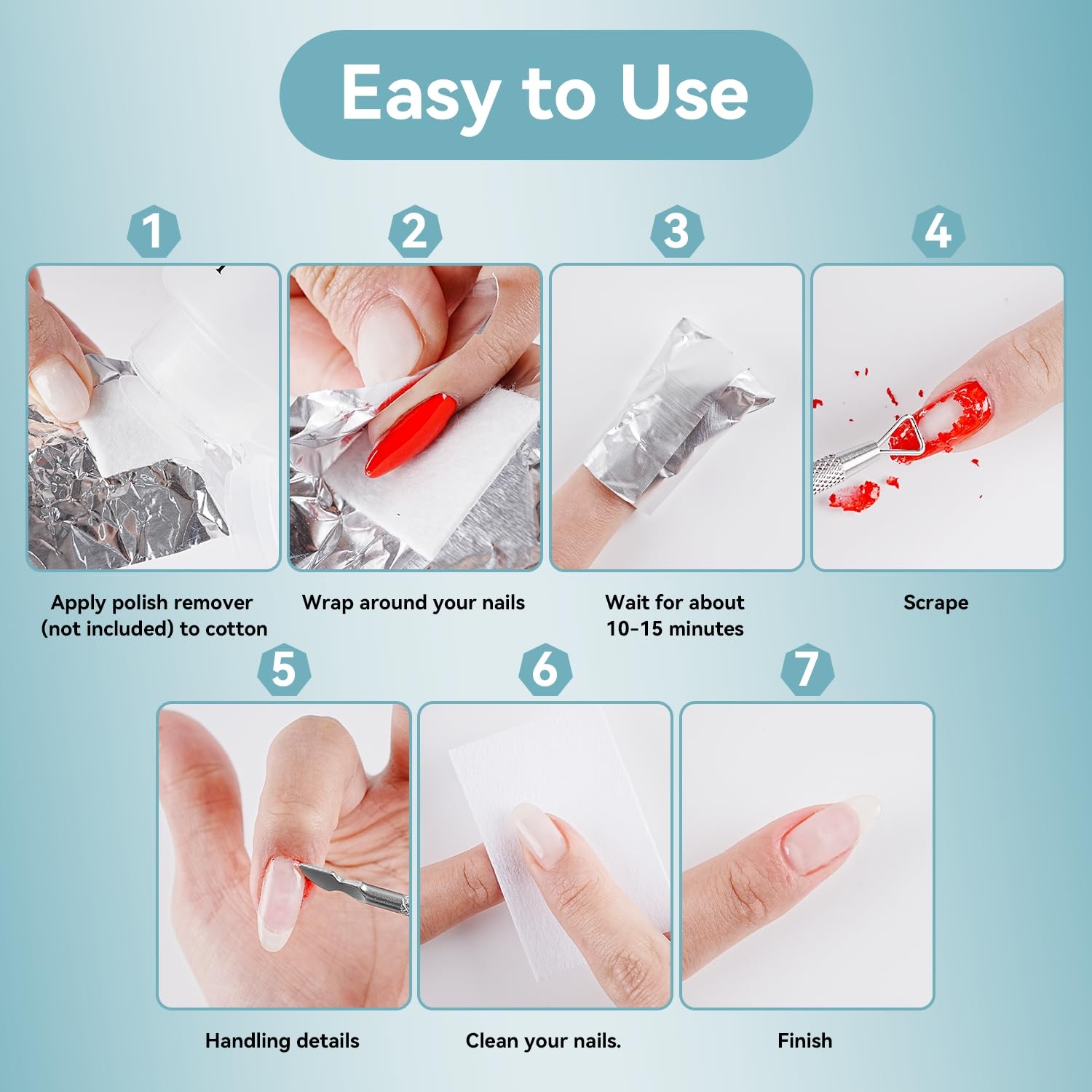 JODSONE Nail Gel Remover Foil Wraps Kit 150PCS, Soak Off Polish 150PCS