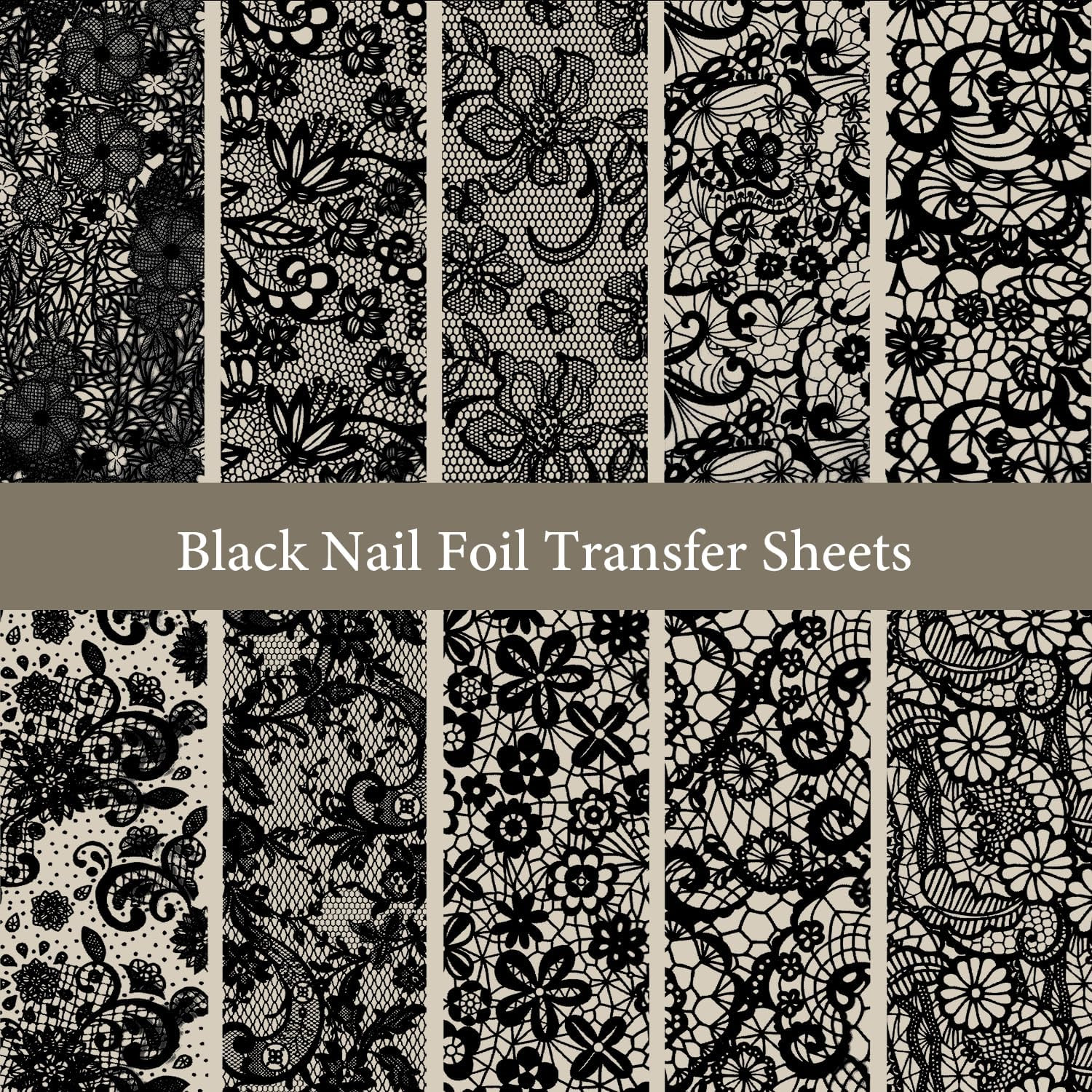 Lace Nail Foils,20 Rolls 2 Boxes Black and White Nail Art Transfer Stickers, Hol