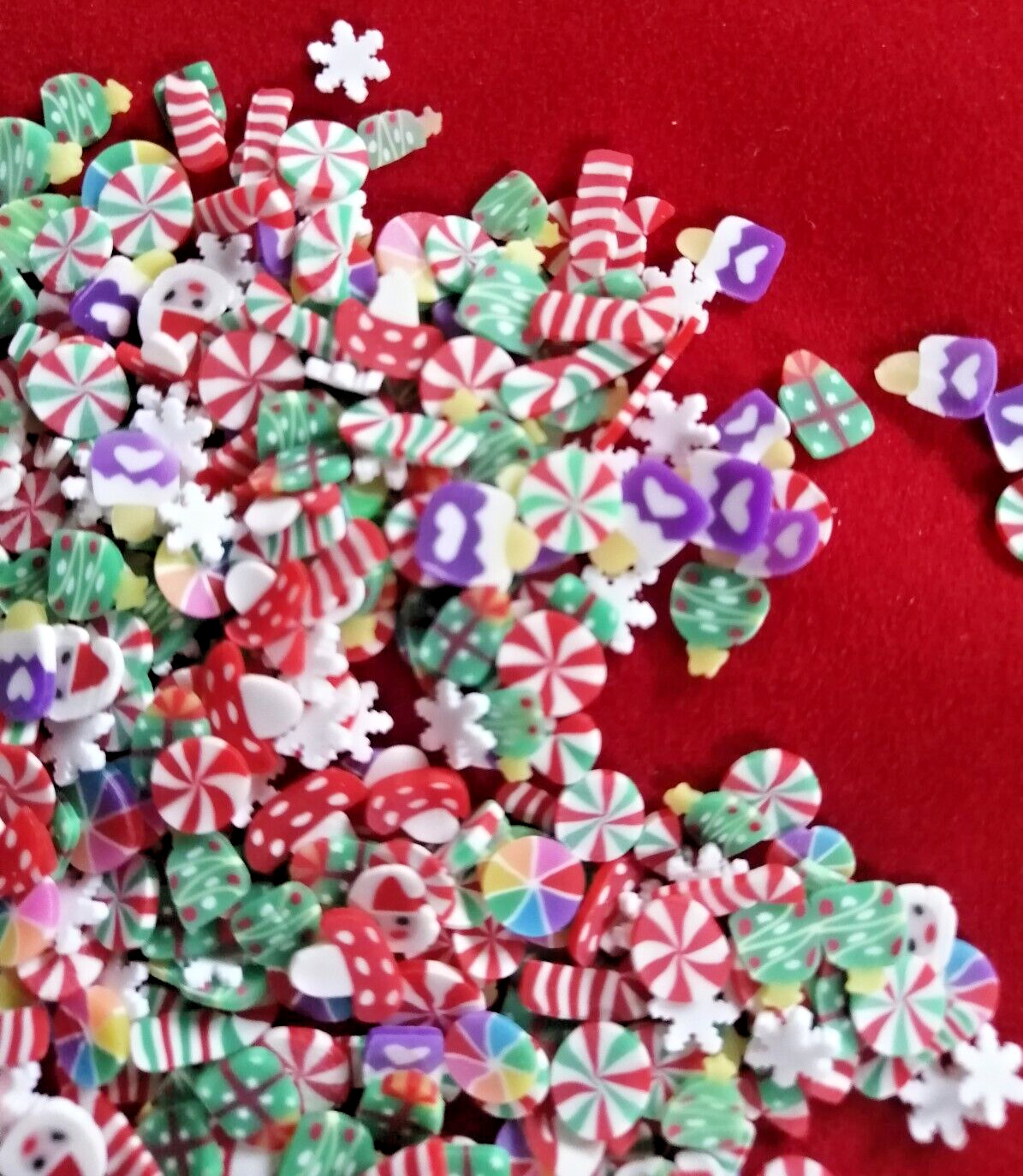 Fimo Clay Xmas Santa Snowman Gingerbread Rudolf Snowflake Cane Tiny 3D Nail Art