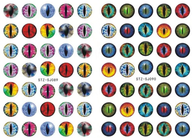 2pcs Dinosaur Eye Nail Stickers 3D Dragon Cat Eyes Nail Art Decals SJ89-90 NH7
