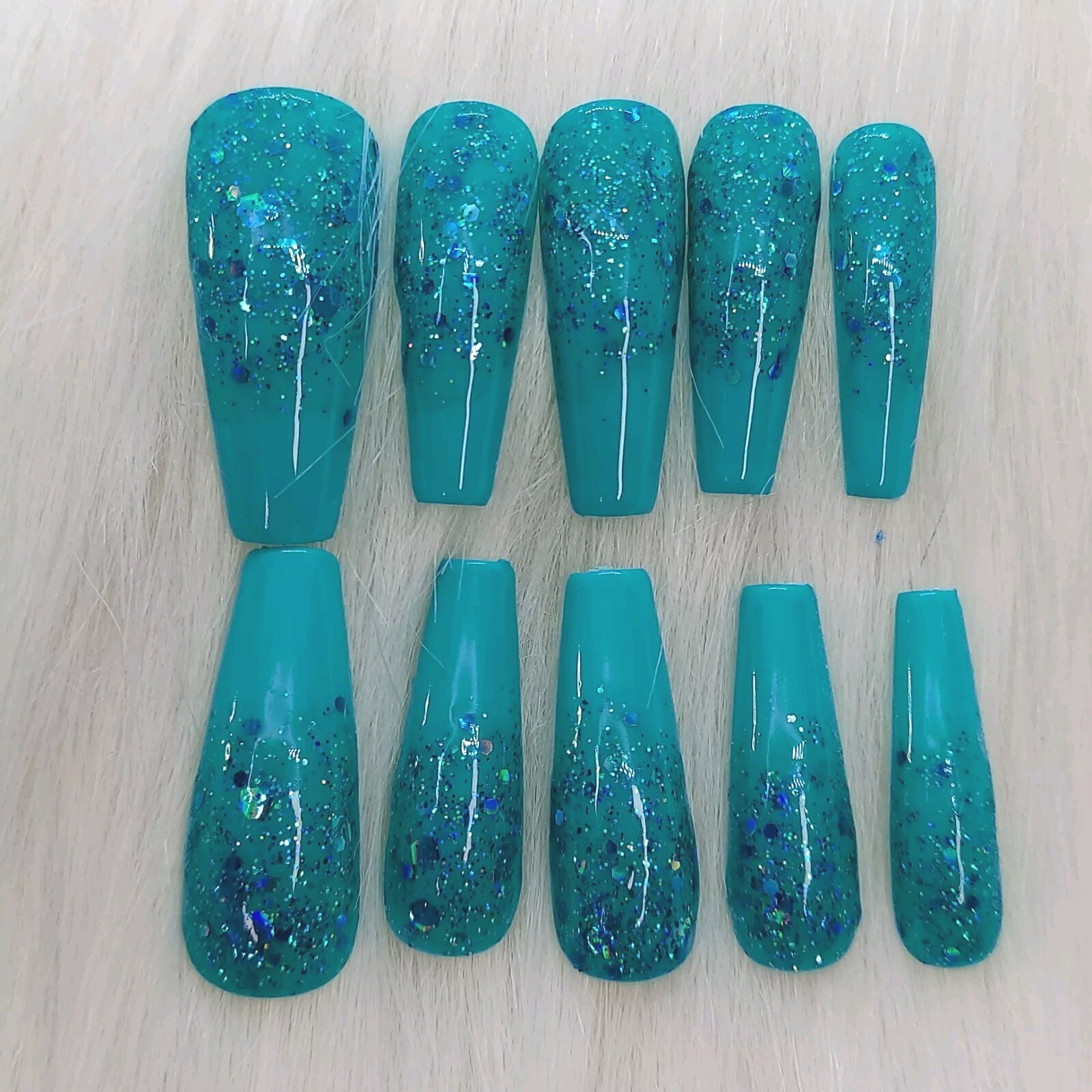 Beach Ocean Teal Turquoise Glitter Prom Wedding Salon Nails At Home Diy Nails