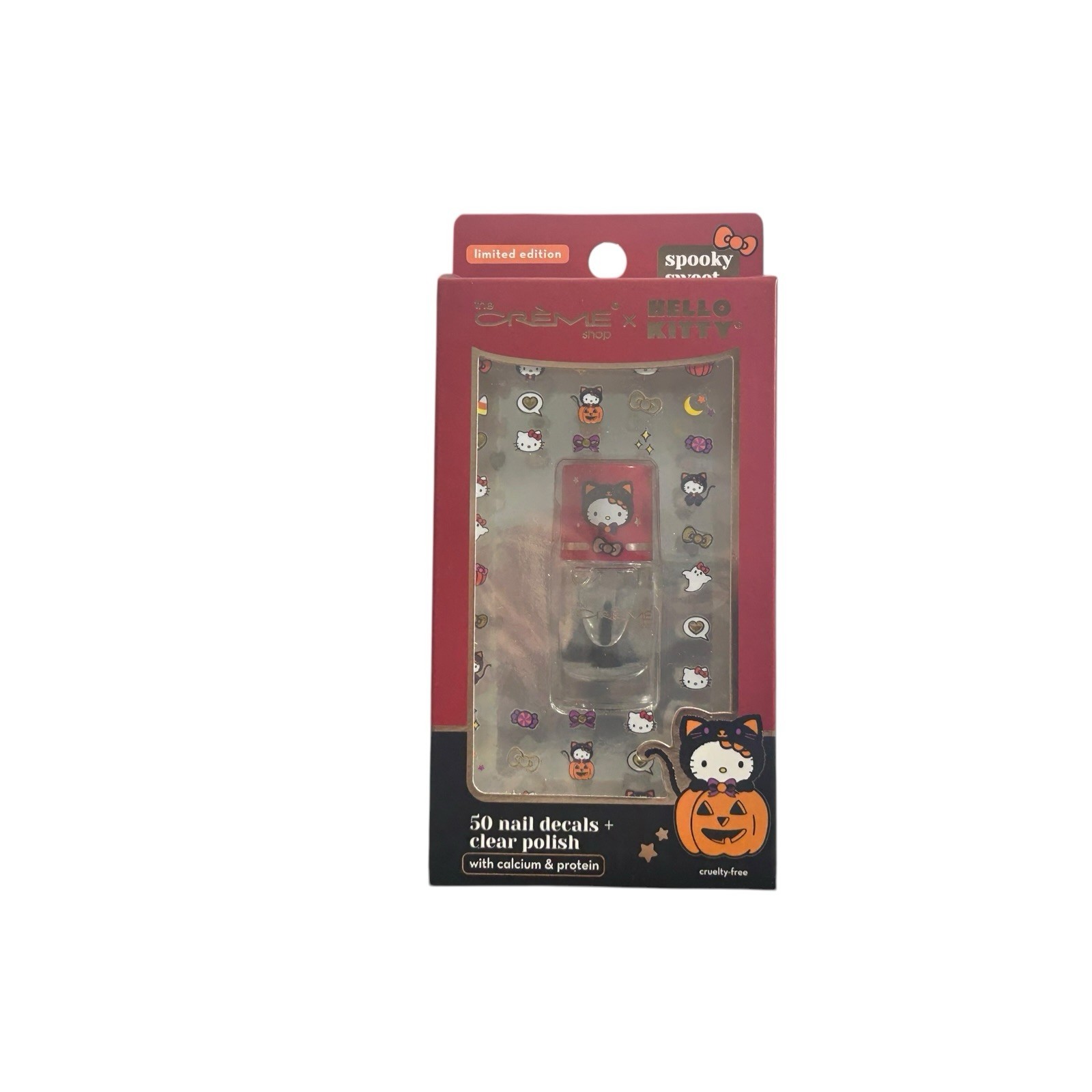 Box Of (6) The Creme x Hello Kitty 50 Nail Decals + Clear polish Spooky Sweet