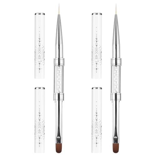 2 Pcs Double Ended French Tip Brush Hard Gel, Nail Builder Gel Brush, Brush L…
