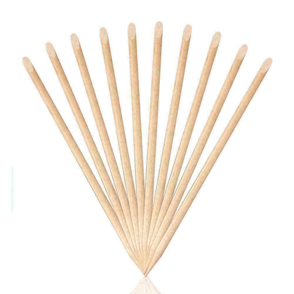 50Pcs Nail Art Cuticle Pusher Remover Pedicure Manicure Sticks Wood Orange