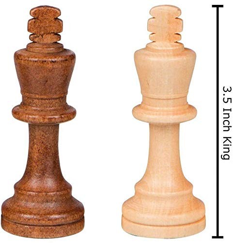 NiSotieb 2 in 1 Chess Pieces Wood 3.5 inches (L) x 1 inch (W) x 0.1 cm (H)