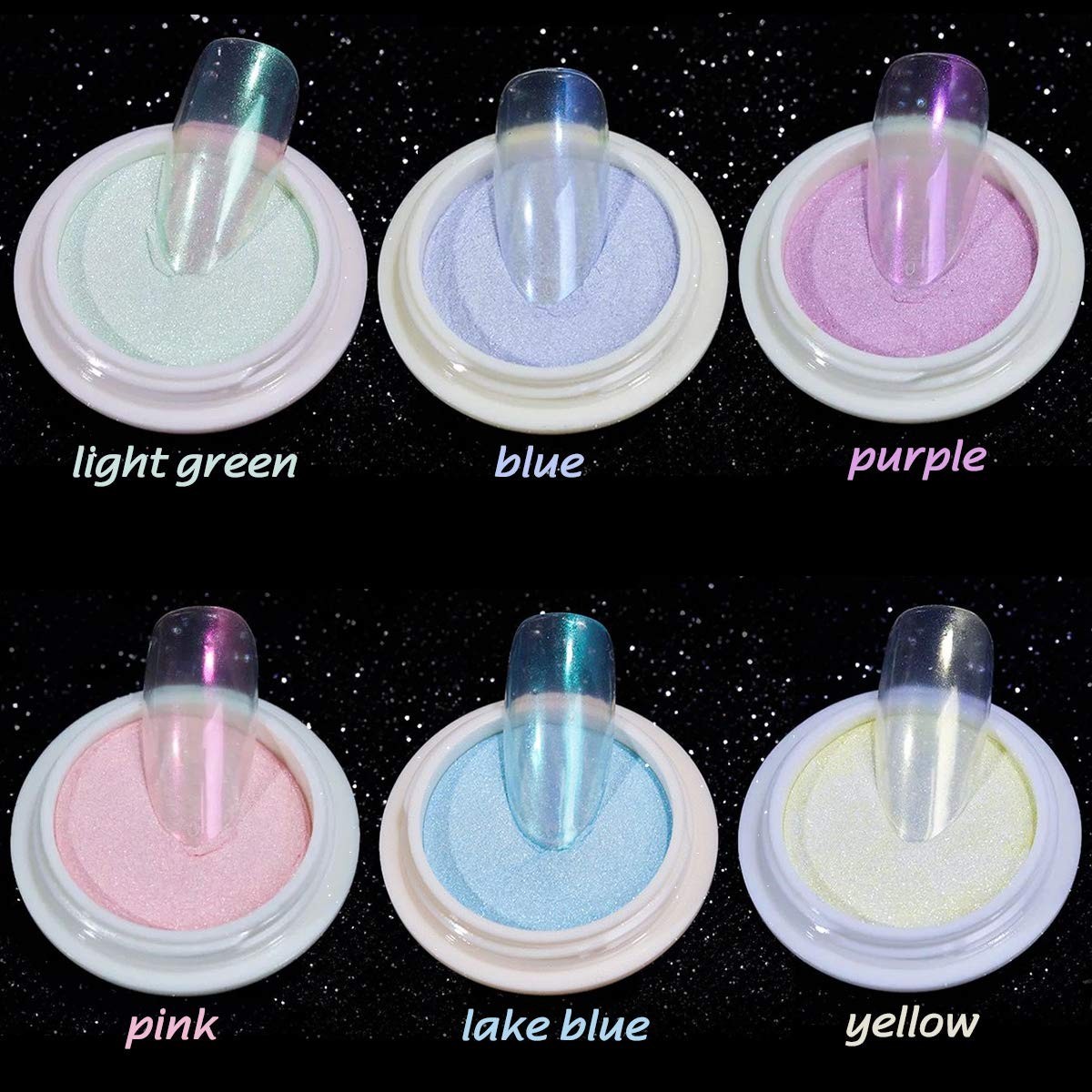 High-Quality Aurora Nail Powder with 6 Sponge Brushes for Easy Application