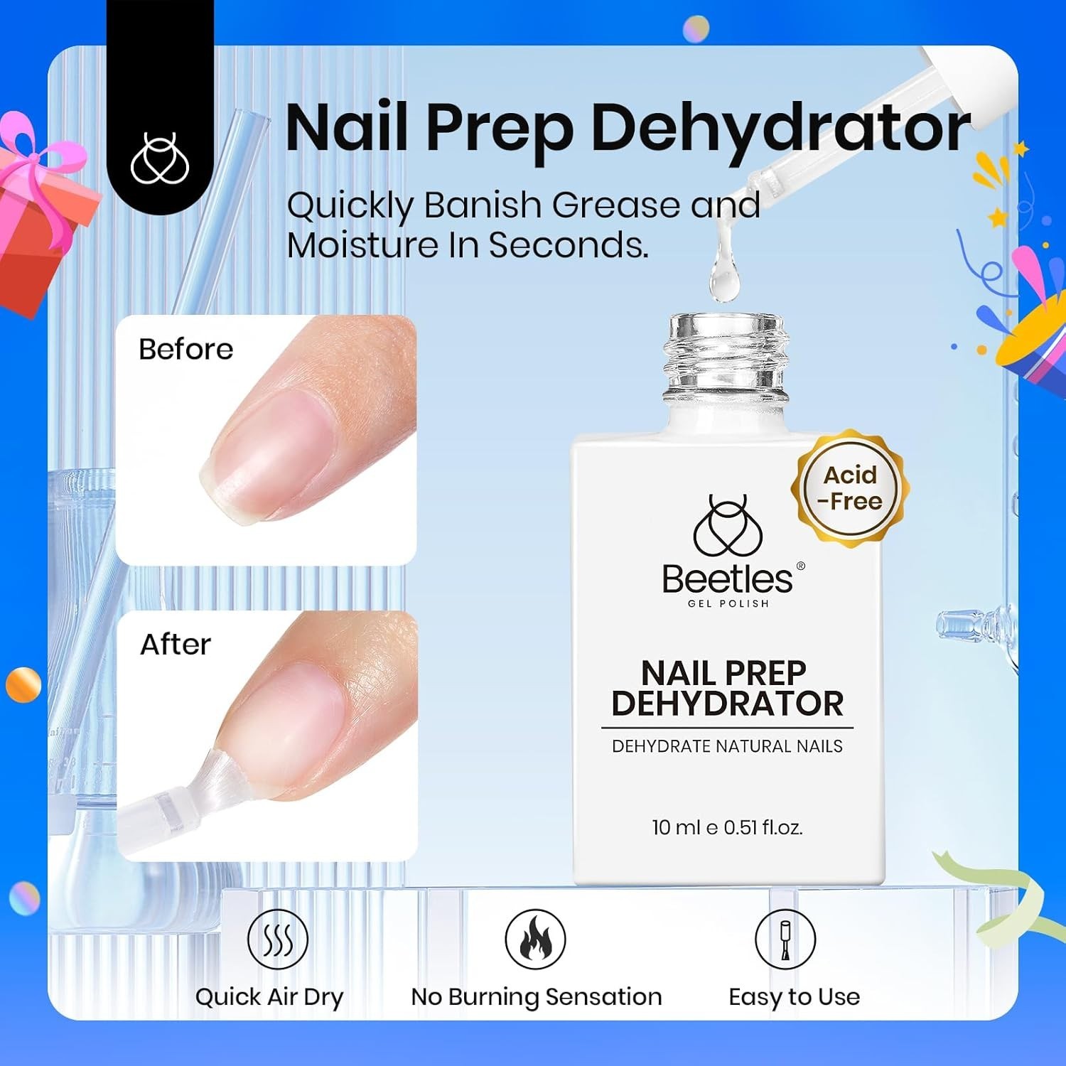 Beetles 3Pcs Gel Nail Glue Kit – Acid-Free & Hema-Free for Longer-Lasting Nails