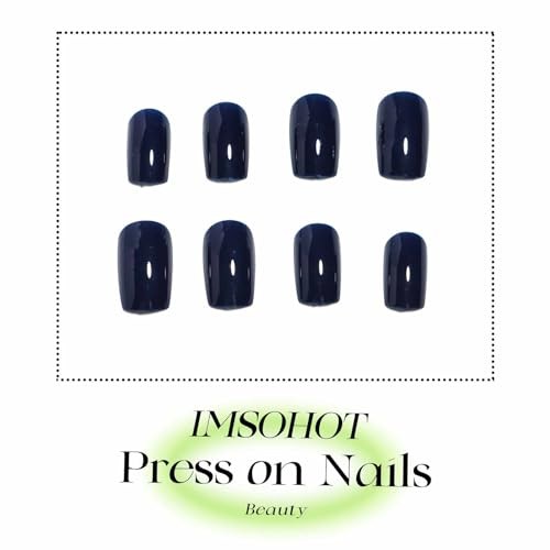 Royal Blue Press on Nails – Short Square Square Fake Nails 86-04 – Dark Blue