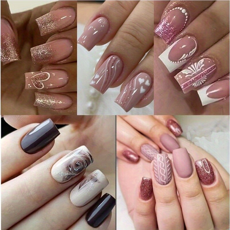 Marble Print Embossed Studded Heart Floral Pattern with French Point and Sticky