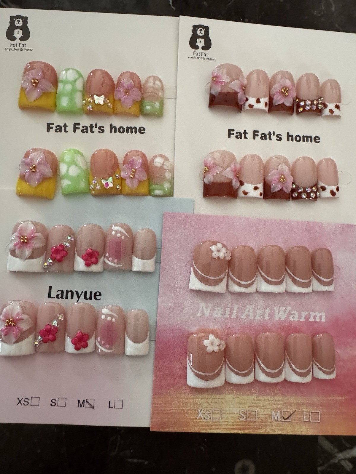 Baby Duck Press On NailsBundle5 SetsMedium Size Cute Handmade Nails Variety Pack